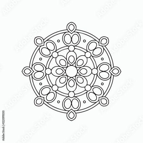 mandala for Henna, Mehndi, tattoos, decorative ornaments in ethnic oriental style, coloring book pages