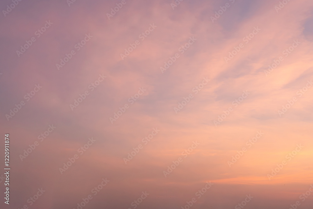 Serene Pastel Sunset Sky Soft Pink and Orange Cloudscape at Dusk Serene Pastel Sunset Sky Soft Pink and Orange Cloudscape at Dusk