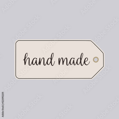 label tag hand made organic factory flat color vector illustration template design