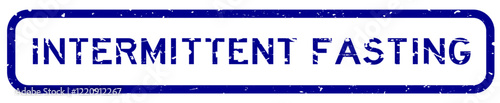 Grunge blue intermittent fasting word square rubber seal stamp on white background