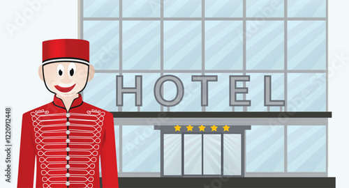 Bellboy receptionist in hotel. vector