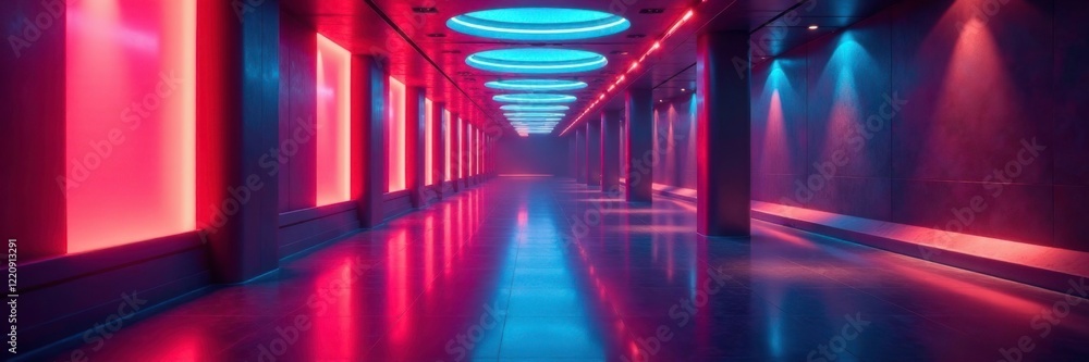 Fototapeta premium Futuristic lighting fixtures with metallic accents shining bright, hues, metallic, shining