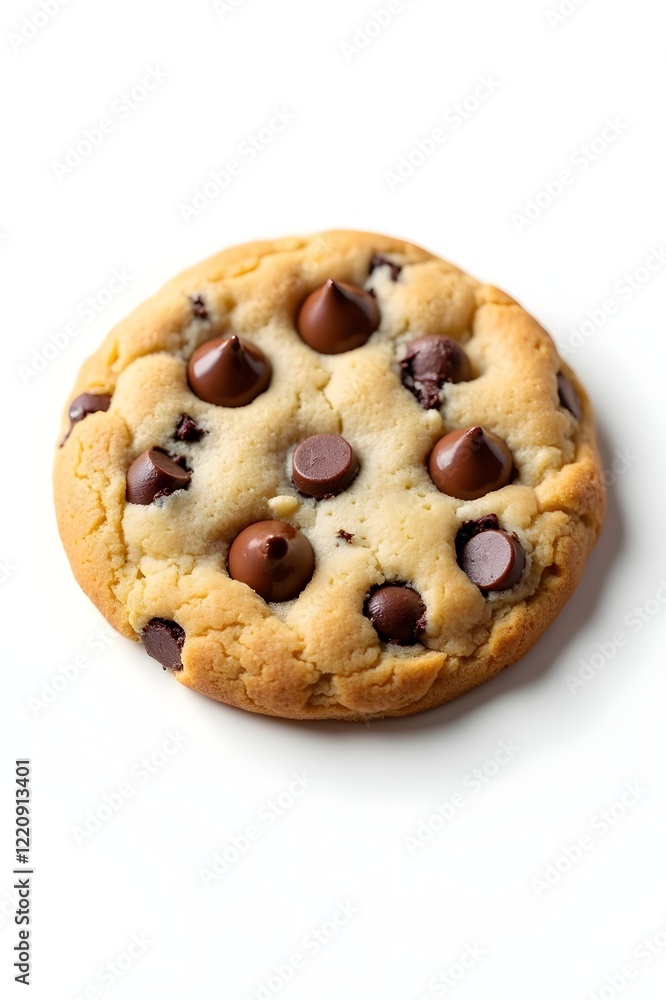Crispy Chocolate Chip Cookie Centered on Neutral Gray Background Crispy Chocolate Chip Cookie Centered on Neutral Gray Background
