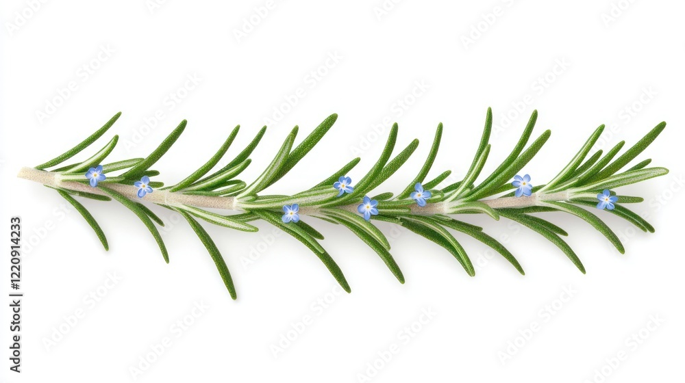 Fototapeta premium Rosemary Sprig with Delicate Blue Flowers