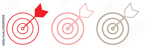 Target and aim icon set, crosshair, bullseye vector, precision, accuracy, and focus icon for aiming, archery, shooting, or navigation . 