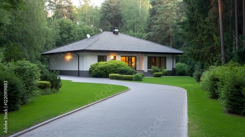 Wallpaper Mural Cozy modern house surrounded by lush greenery and well-maintained landscape on a sunny day Torontodigital.ca