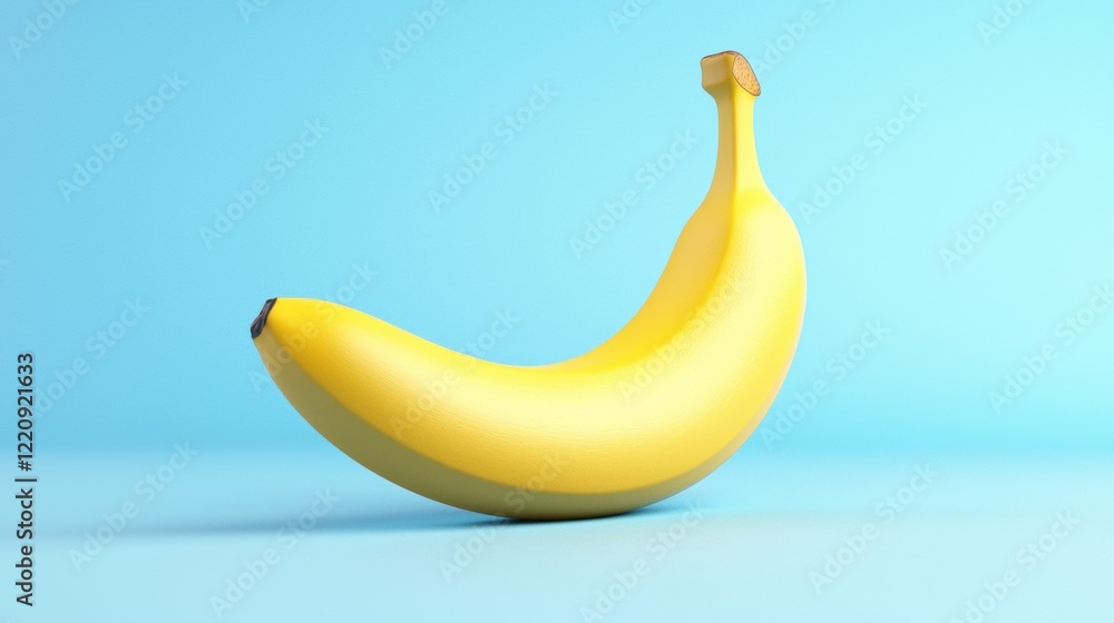 Vibrant yellow banana against a blue background Vibrant yellow banana against a blue background