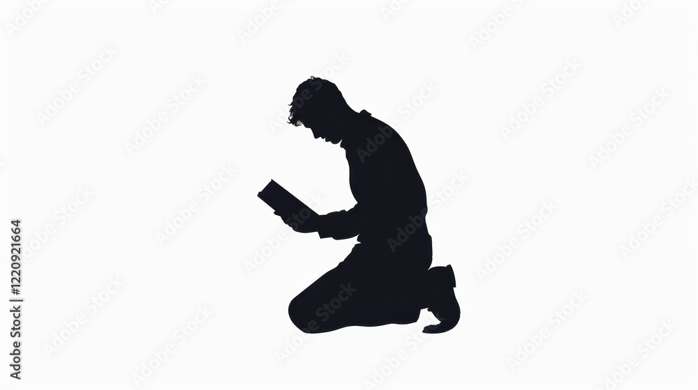 Fototapeta premium Silhouette of a Man Reading a Book