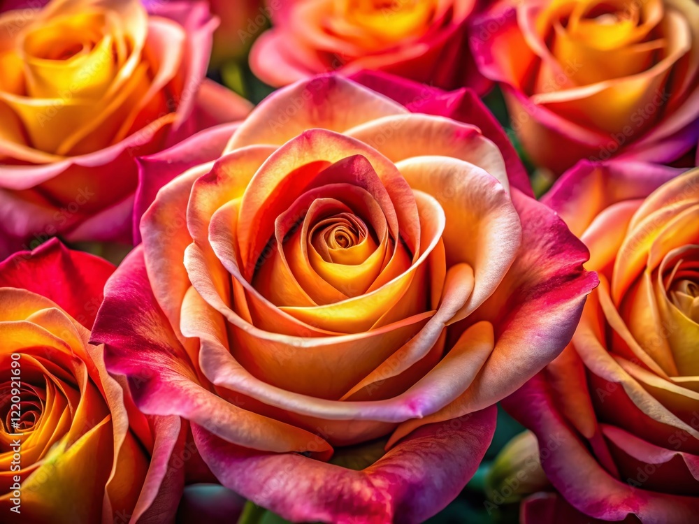 Elegant Rose Floral Pattern: Beautiful Close-Up of Delicate Pink Roses Arranged According to the Rule of Thirds Elegant Rose Floral Pattern: Beautiful Close-Up of Delicate Pink Roses Arranged According to the Rule of Thirds