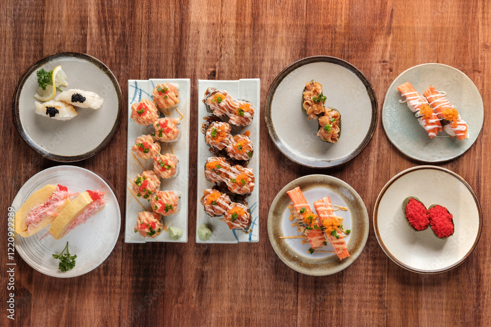 Sushi Set with Various Toppings Sushi Set with Various Toppings