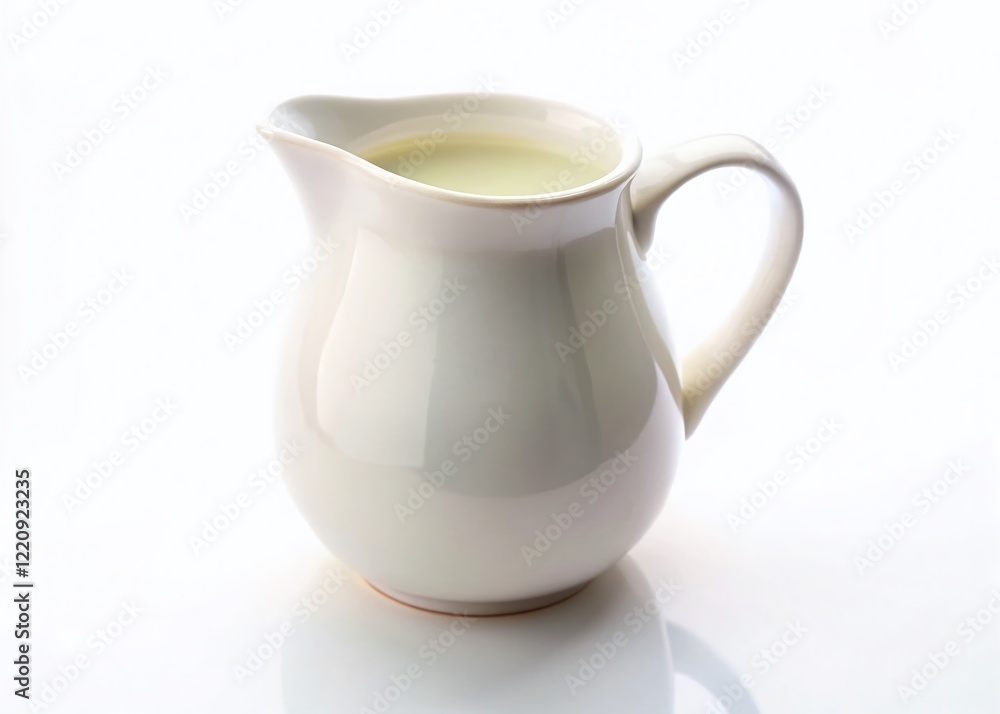 Empty Milk Pitcher, Creamer, White Background - Candid Stock Photo Empty Milk Pitcher, Creamer, White Background - Candid Stock Photo