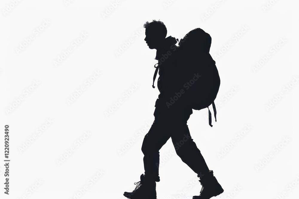 Silhouette of a Traveler on a Journey Silhouette of a Traveler on a Journey