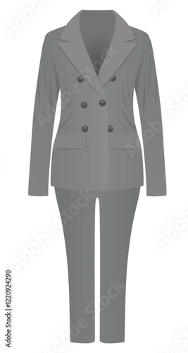 Grey  woman suit and trousers. vector illustration