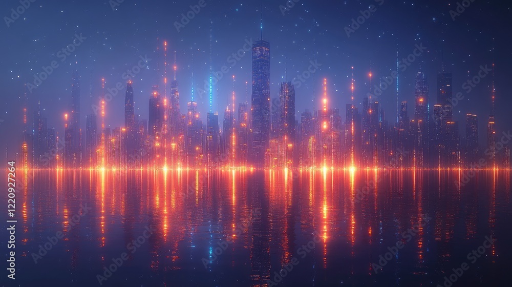 Fototapeta premium A digital audio waveform is depicted in a sleek,