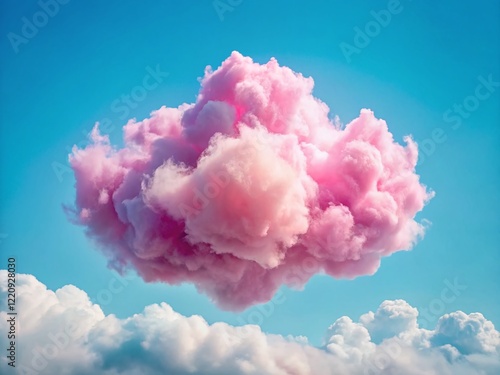 Fluffy Pink Cloud, Blue Sky, Dreamy, Pastel, Heaven, Nature Photography