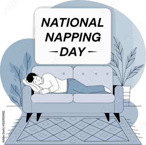 national napping day, card, poster,. vector
