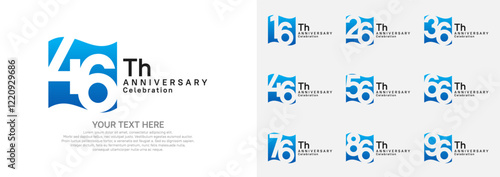 Anniversary logo set vector design, blue and black color for celebration event
