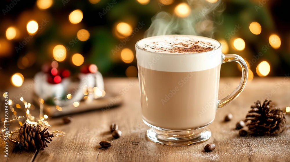 Cozy Cafe Atmosphere with Steamy Latte and Warm Lighting, Inviting Coffee Shop Scene Cozy Cafe Atmosphere with Steamy Latte and Warm Lighting, Inviting Coffee Shop Scene