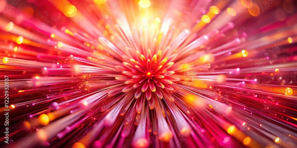 Naklejka premium Pink and Red Radial Sunburst Background - Tilt-Shift Miniature Photography