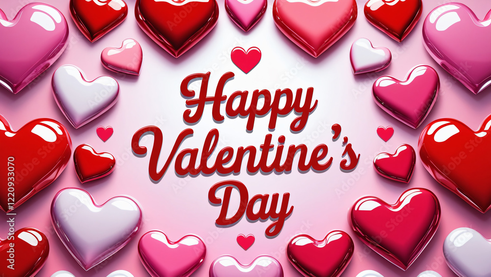 Valentines Day Illustration with Hearts and Text for 2025 Generative AI Valentines Day Illustration with Hearts and Text for 2025 Generative AI