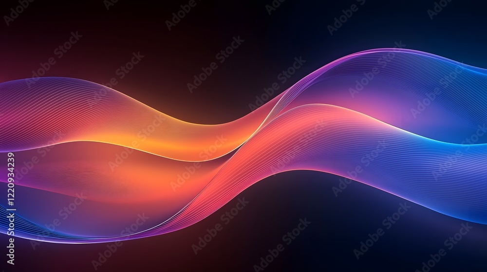 Obraz premium Mesmerizing Neon Waves Vibrant 3D Rendered Abstract Backdrop with Flowing Colorful Curves and Glowing Effects Creating a Futuristic and Captivating Visual Experience
