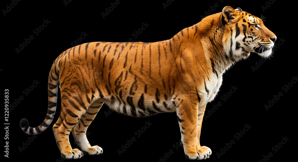 Obraz premium Majestic Bengal Tiger: A Stunning Profile Against Black