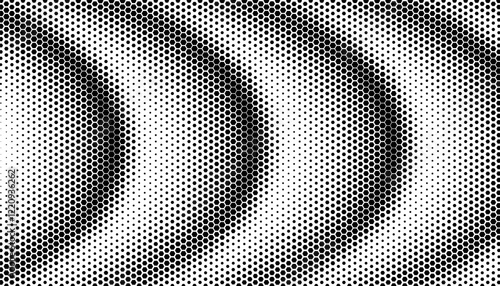 Black and white abstract geometric pattern with halftone effect. Hexagon shape for modern background design. Vector Format Illustration 