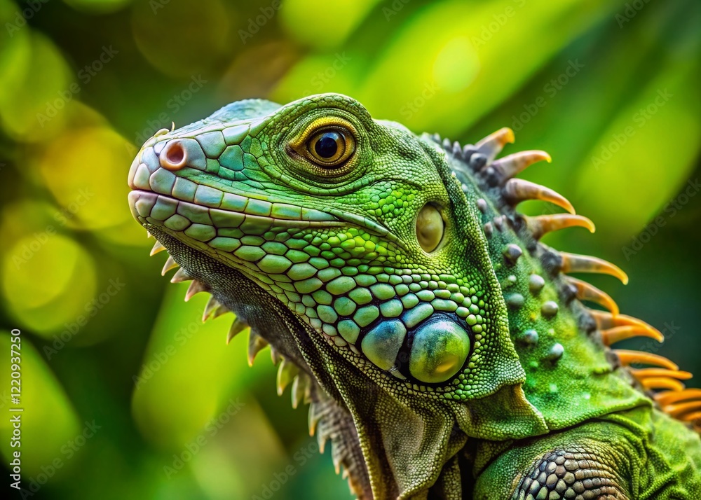Green Iguana Posing, Reptile Profile, Lizard Closeup, Tropical Wildlife, Exotic Pet Green Iguana Posing, Reptile Profile, Lizard Closeup, Tropical Wildlife, Exotic Pet