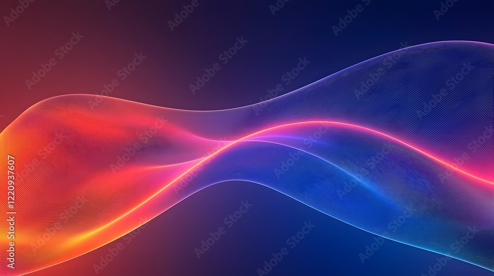 Fototapeta premium Stunning abstract background featuring vibrant neon gradient curves and lines against a dark ethereal backdrop creating a mesmerizing and captivating visual effect perfect for digital art