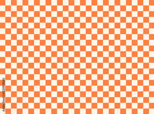 Chess board with very small squares background. white orange checkered colors. Repeating texture, illustration, repeating checkered background