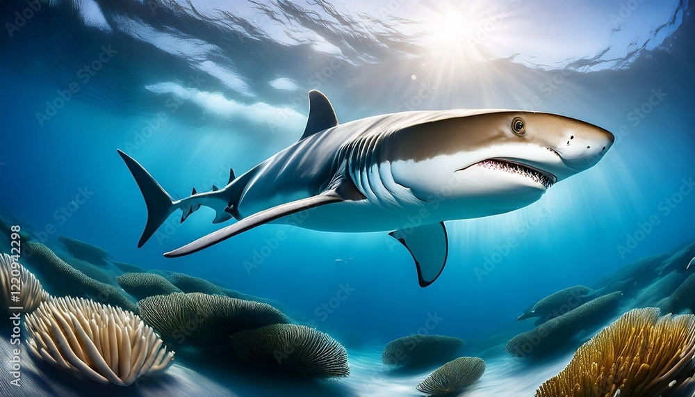 Naklejka premium shark in the sea