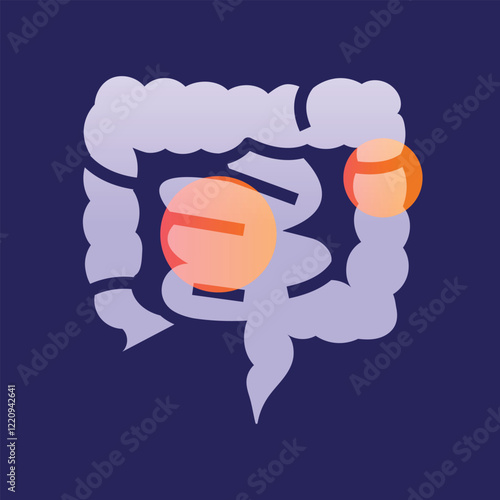 Inflammatory bowel glassmorphism illustration.