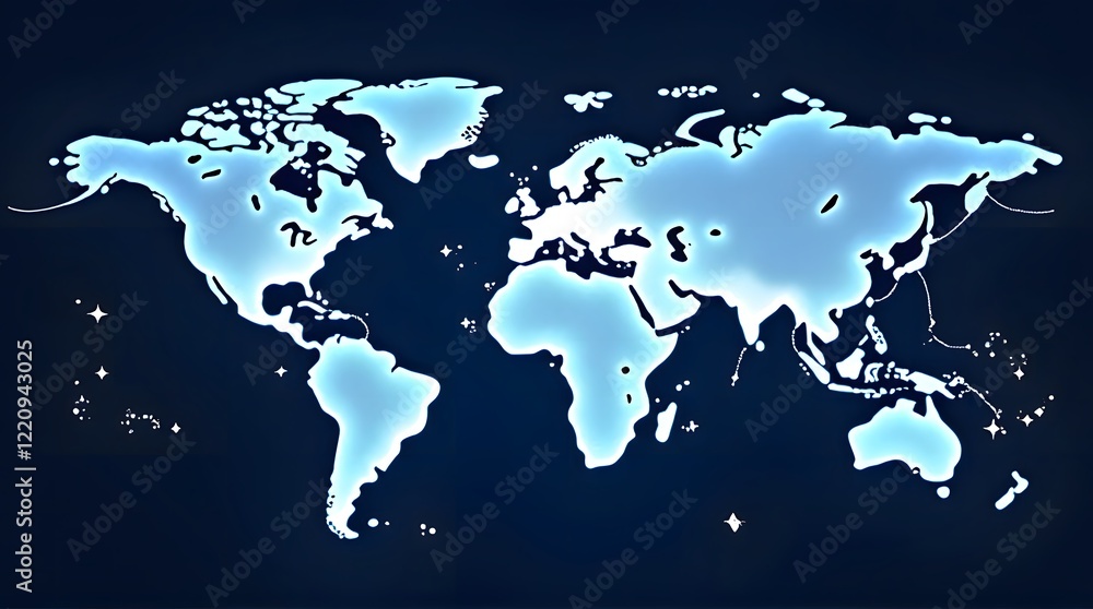 Fototapeta premium Glowing World Map Illustration Global Connection Design