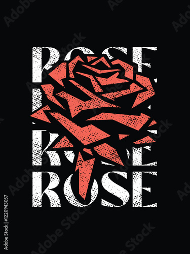 Futuristic trendy vintage rose illustration t shirt design