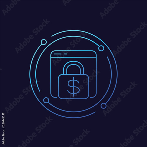 Blocked money account icon, linear design