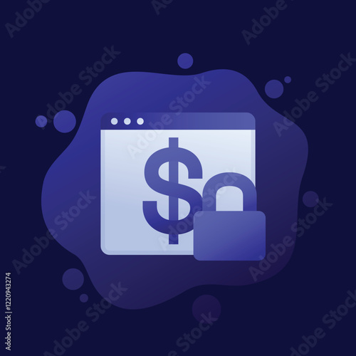 Blocked money account icon, vector design