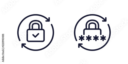 change password line icons with a lock