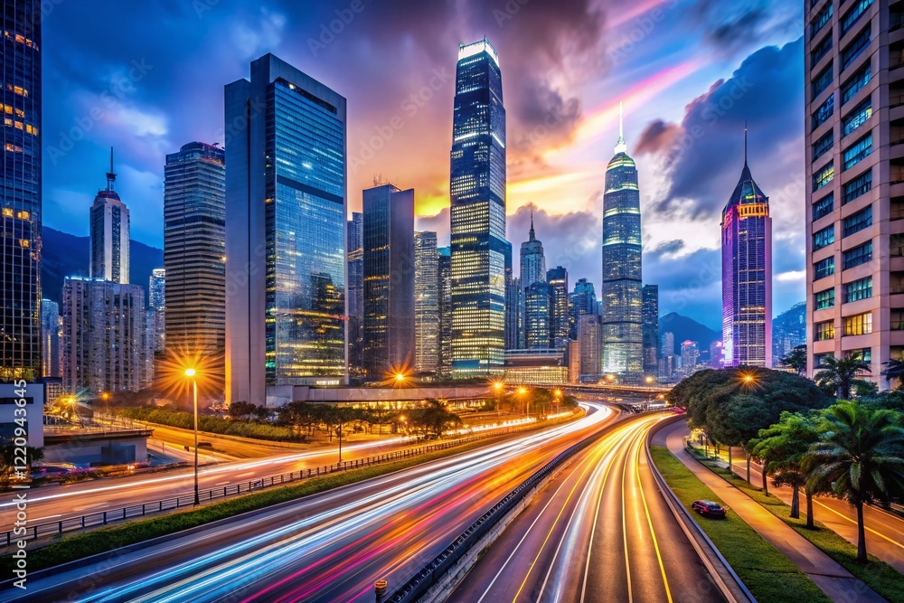 Hong Kong Dusk: Vibrant City Lights Long Exposure Photography Hong Kong Dusk: Vibrant City Lights Long Exposure Photography