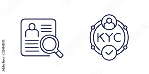 KYC icons, know your customer, line vector