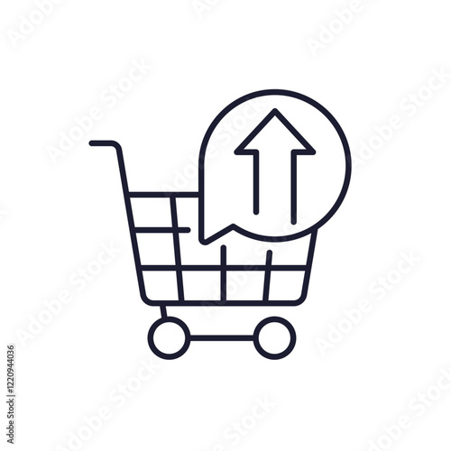 overconsumption icon with a shopping cart, line vector design