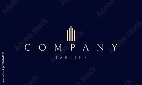 Vector golden logo with an abstract image of massive columns.