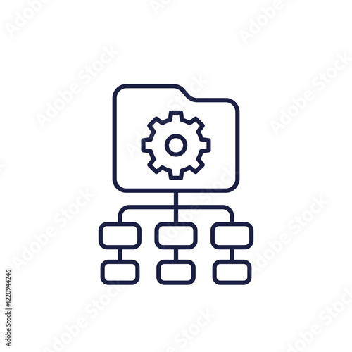 project management line icon, workflow and tasks