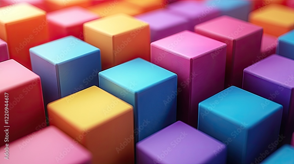A close-up view of a variety of small, pastel-colored 3D blocks arranged in a seemingly random pattern. A close-up view of a variety of small, pastel-colored 3D blocks arranged in a seemingly random pattern.