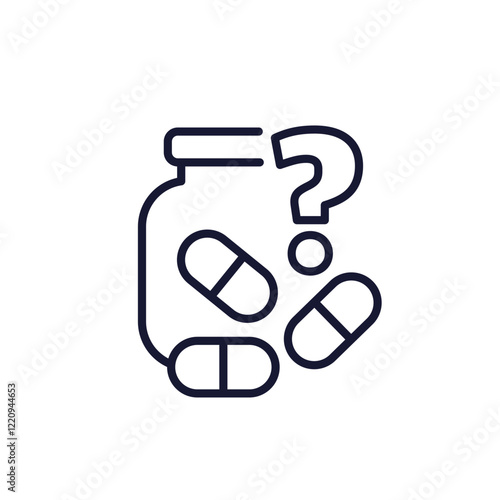 unknown medication, pills line icon on white