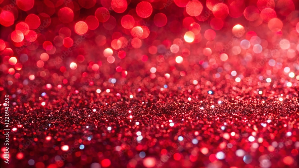 Red Glitter Paper Texture with Bokeh Background - Sparkling Festive Background Red Glitter Paper Texture with Bokeh Background - Sparkling Festive Background