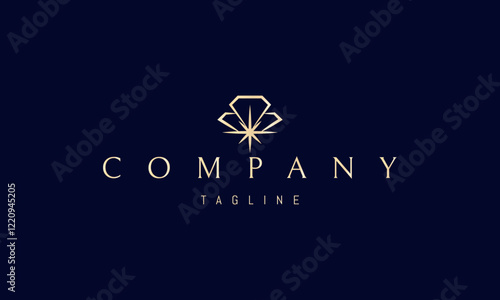 Vector golden logo with an abstract image of three diamonds with a star at the base.