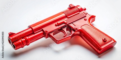 Red Handle Toy Gun - High-Resolution Stock Photo, Realistic Child's Play Weapon Image photo