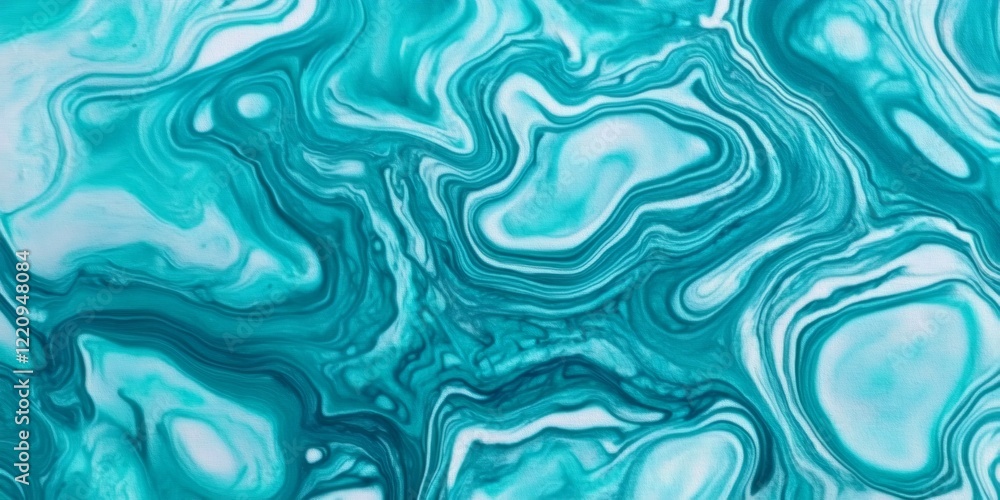 Paint swirling in turquoise and white, creating dynamic abstract waves with smooth gradients and rich textures Paint swirling in turquoise and white, creating dynamic abstract waves with smooth gradients and rich textures
