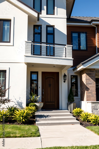 Wallpaper Mural Modern House Exterior: Contemporary Home Design and Architecture. Luxury Real Estate Property with Stunning Facade and Landscaping Torontodigital.ca