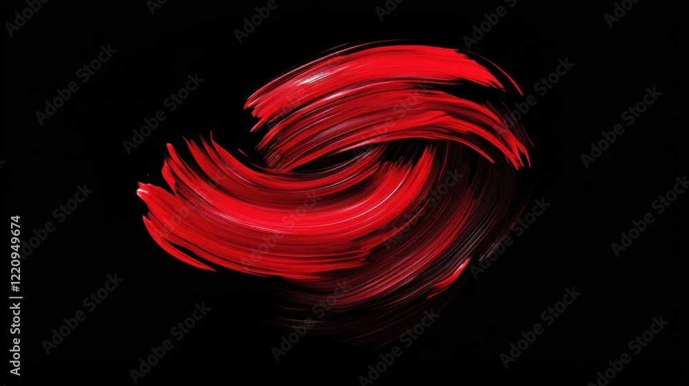 A red swirl on a black background A red swirl on a black background